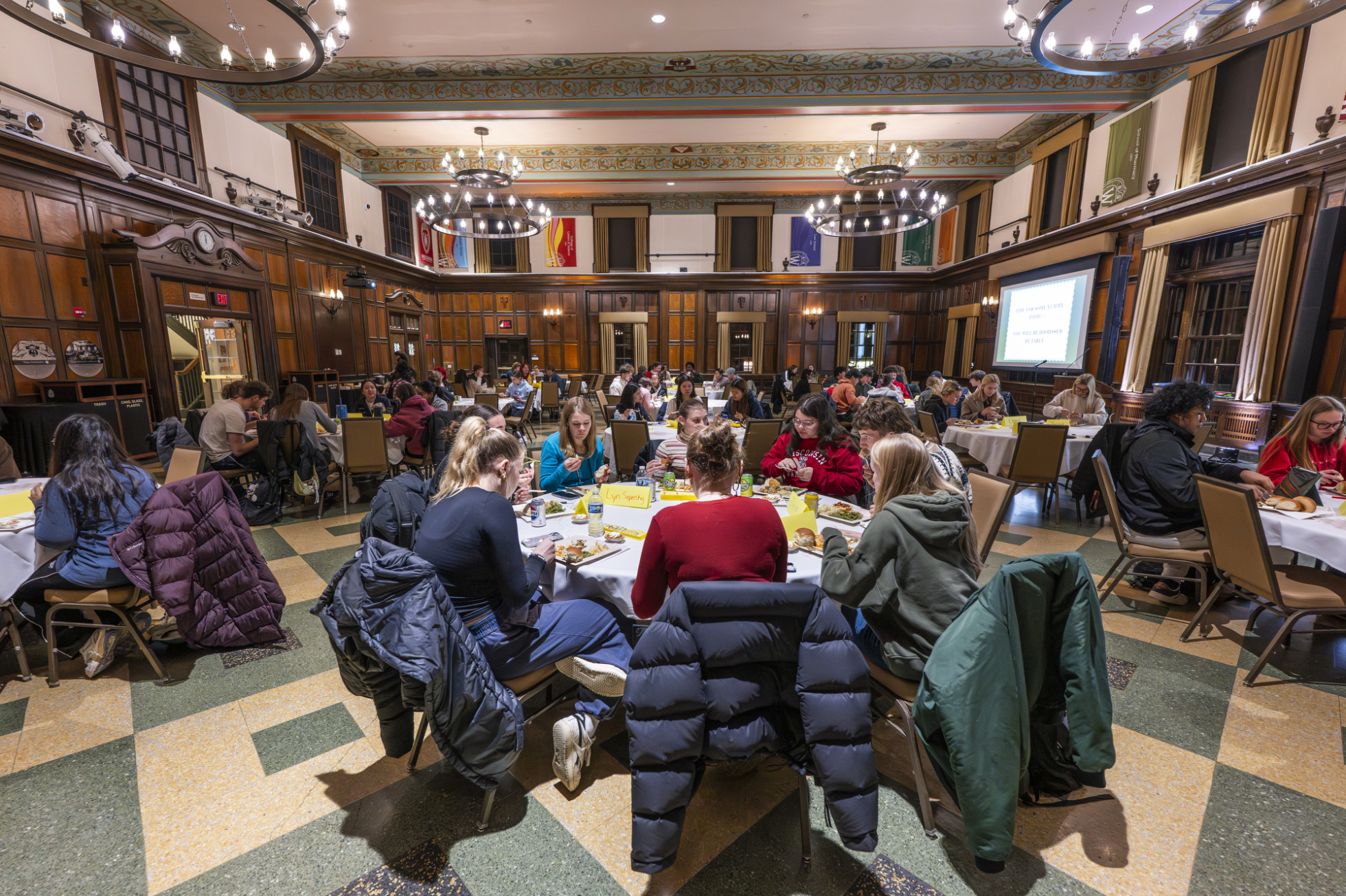 Students fill a room full of round tables set up in Tripp Commons at the Memorial Union.