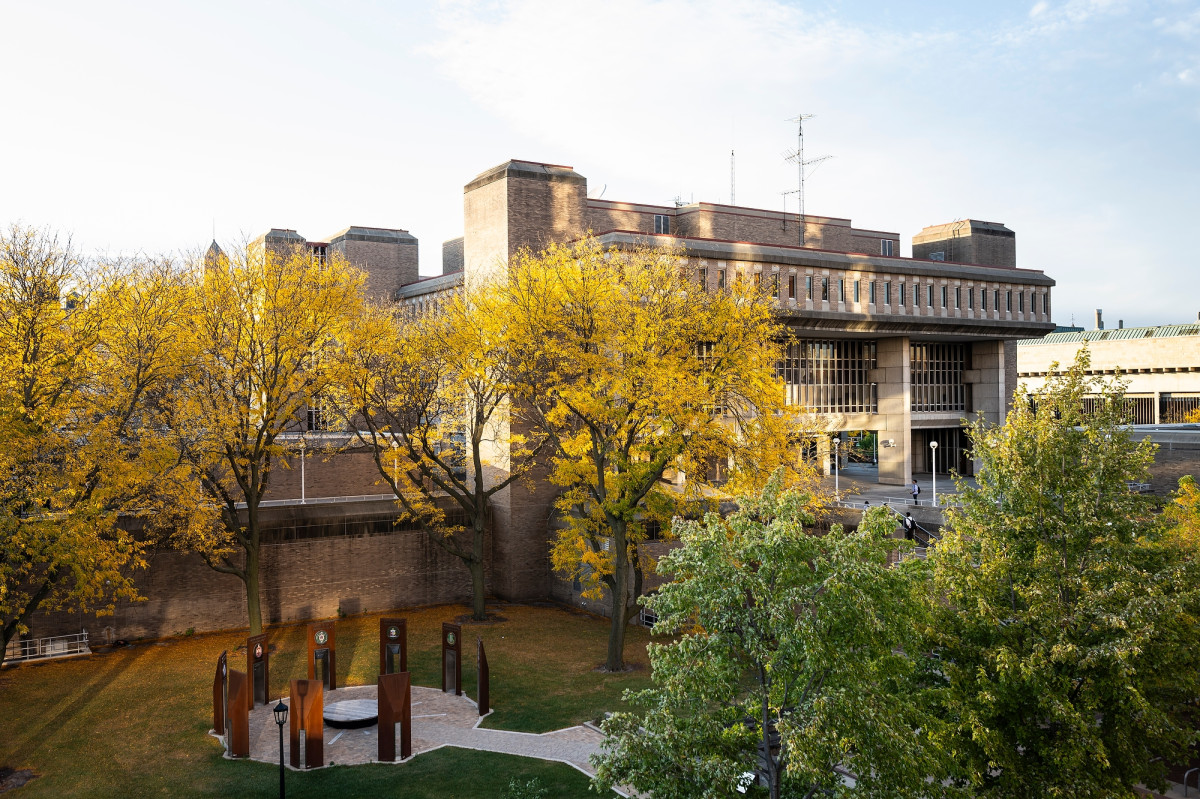 Campus building with trees