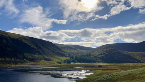 A photo showing the landscape of a peatland area in Scotland.