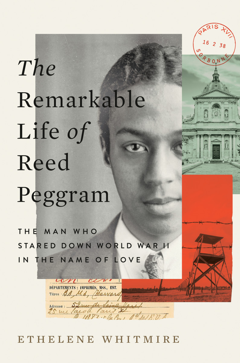 Book cover of "The Remarkable Life of Reed Peggram," which includes a collage of images of Reed and his travels and writings.