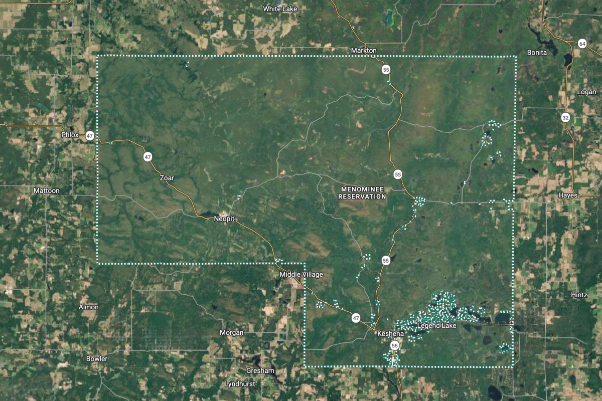 Satellite view of the Menominee Reservation