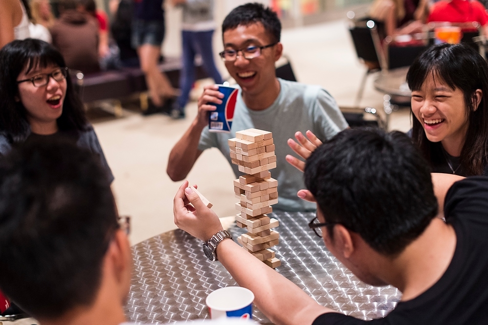 Photo: Students playing Jenga