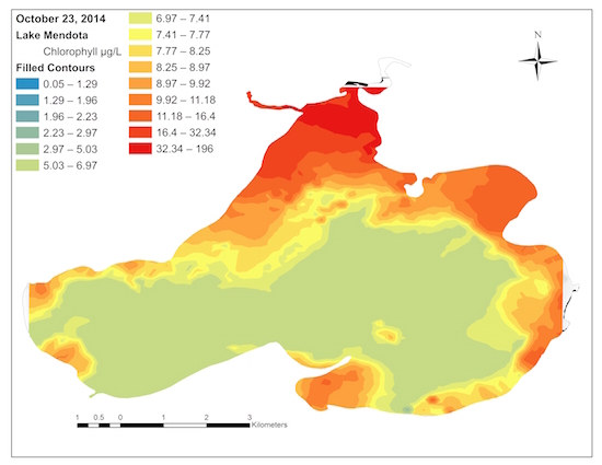 Photo: Chlorophyll map of Lake Mendota