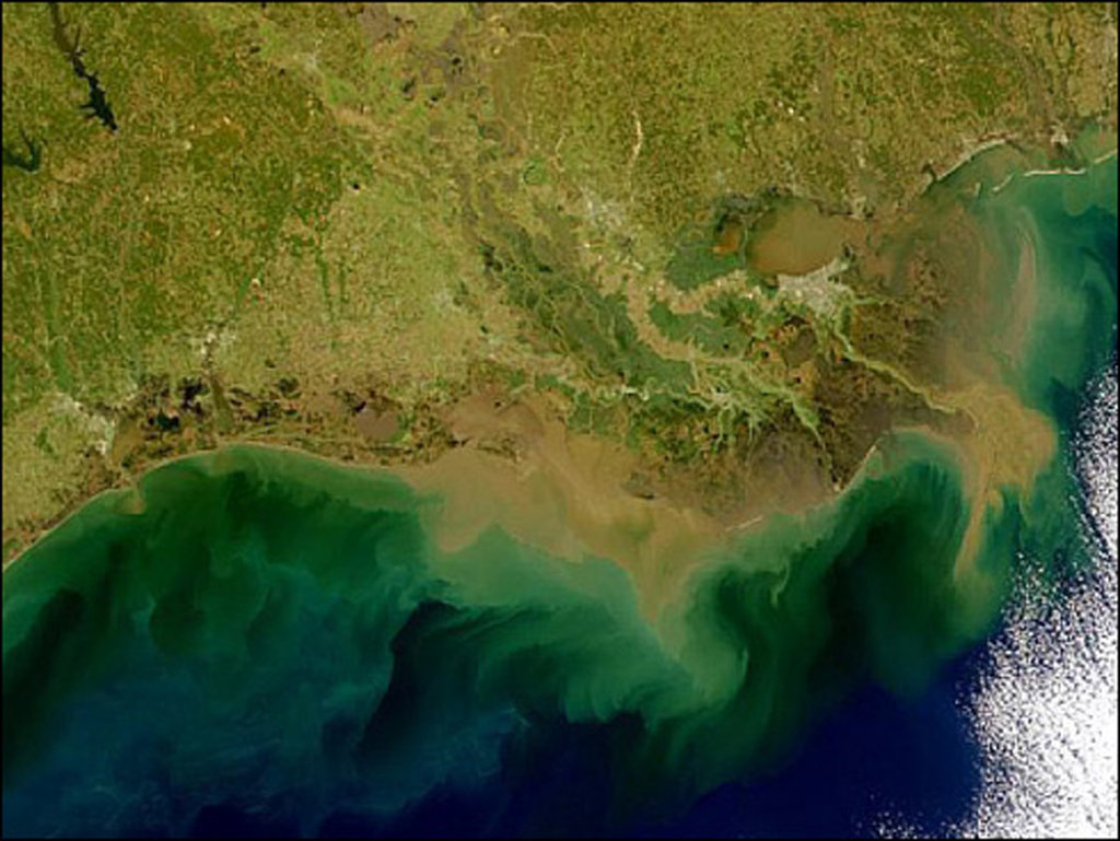 Photo: aerial view of Gulf of Mexico dead zone